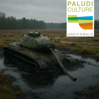 Tank submerged in bog (image generated with the help of AI)
